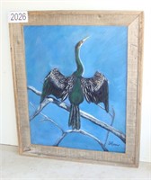 Framed Oil on Canvas of Water Bird