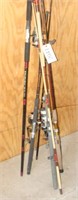 Grouping of Vintage & Other Fishing Poles w/Reels
