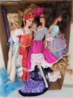 TRAY OF DOLLS AND BARBIES