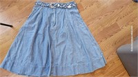 80s Vintage Denim Skirt w Belt Sz 16