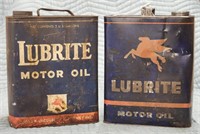 (2) "Lubrite" 2GAL Motor Oil Cans