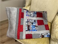 Handmade NASCAR quilt 52”W x 74” L (small room)