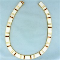 Ruby, Mother of Pearl and Diamond Necklace in 18K