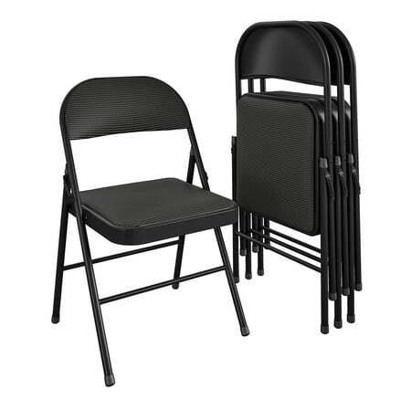 Mainstays Padded Folding Chair  Black  4Ct
