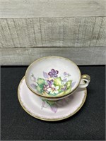 Vintage Hand Painted Floral Cup & Saucer Japan