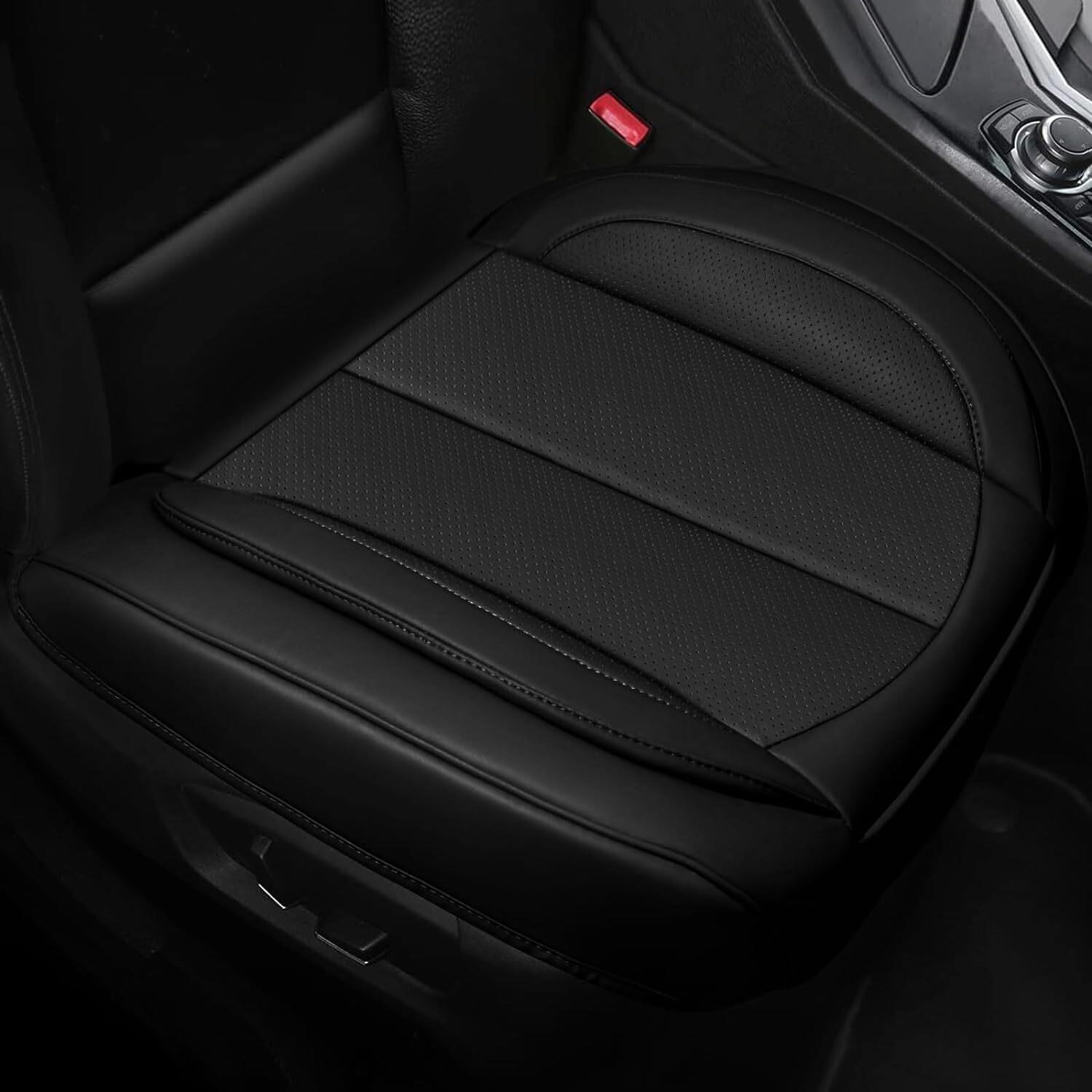 HUANGXIN 2Pcs Black Car Seat Cover Nappa