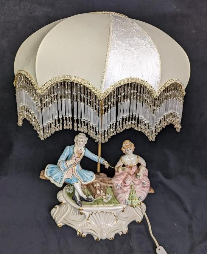 Vintage Capodimonte Porcelain Figural Lamp