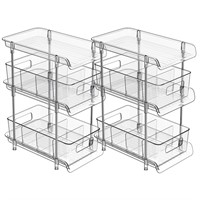 2Set 3 Tier Clear Bathroom Organizer with Dividers