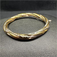 Sterling Silver Hinged Two-Tone Bangle