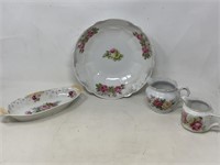 Serving bowl oval dish and 2 creamers all marked