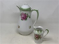Three crowns China chocolate pot with rose