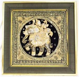 Vintage framed Burmese Kalaga tapestry