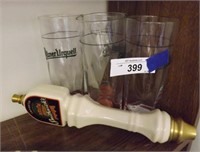 Tap Handle and Pilsner Glasses