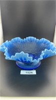 Vintage Fenton Large Blue Opalescent Glass F