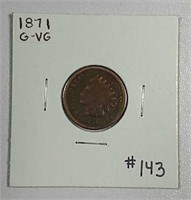 1871  Indian Head Cent   G-VG