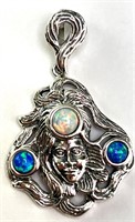 Solid Sterling Fire Opal Pendant 7 Grams