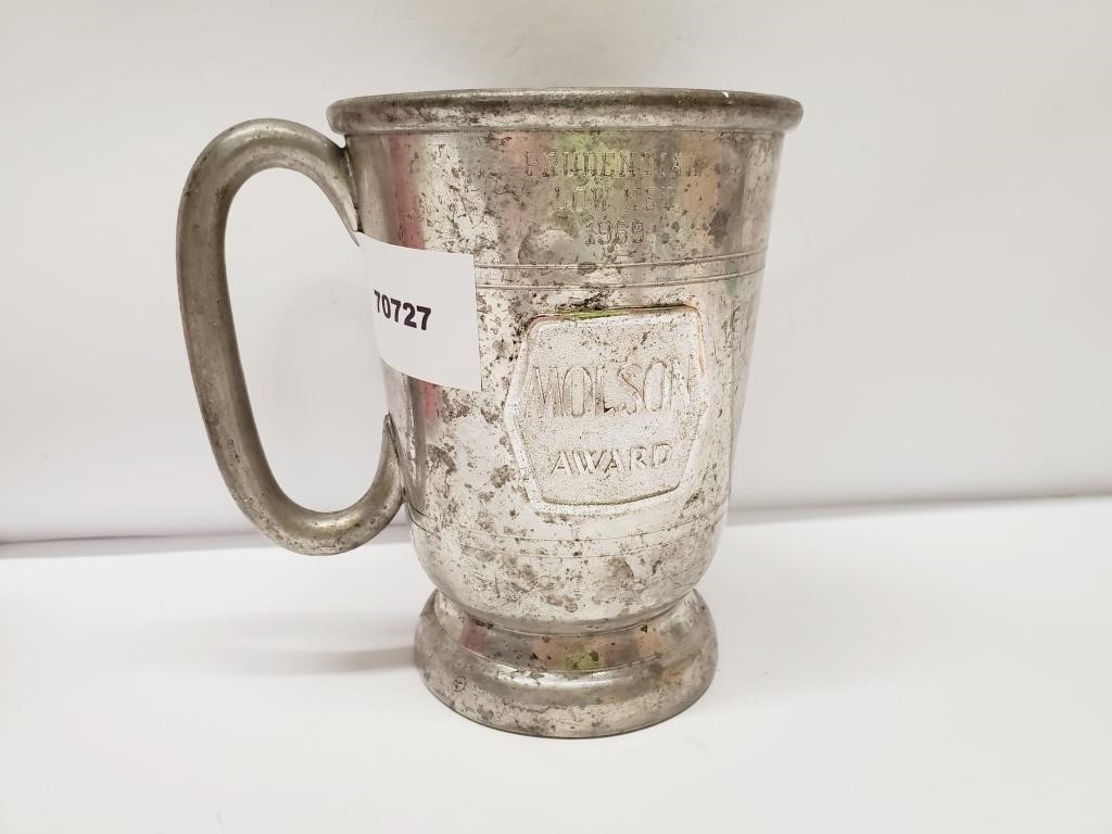 1969 MOLSON"S Pewter Made England Trophy Mug Cup