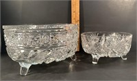 Antique Footed Cut Crystal Glass Bowls