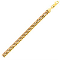 10k Tri-tone Gold Multi-strand Rope Chain Bracelet