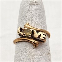 10K Gold LOVE Ring w/ Spinel