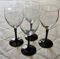 Vintage Black Stemmed Wine Glasses
