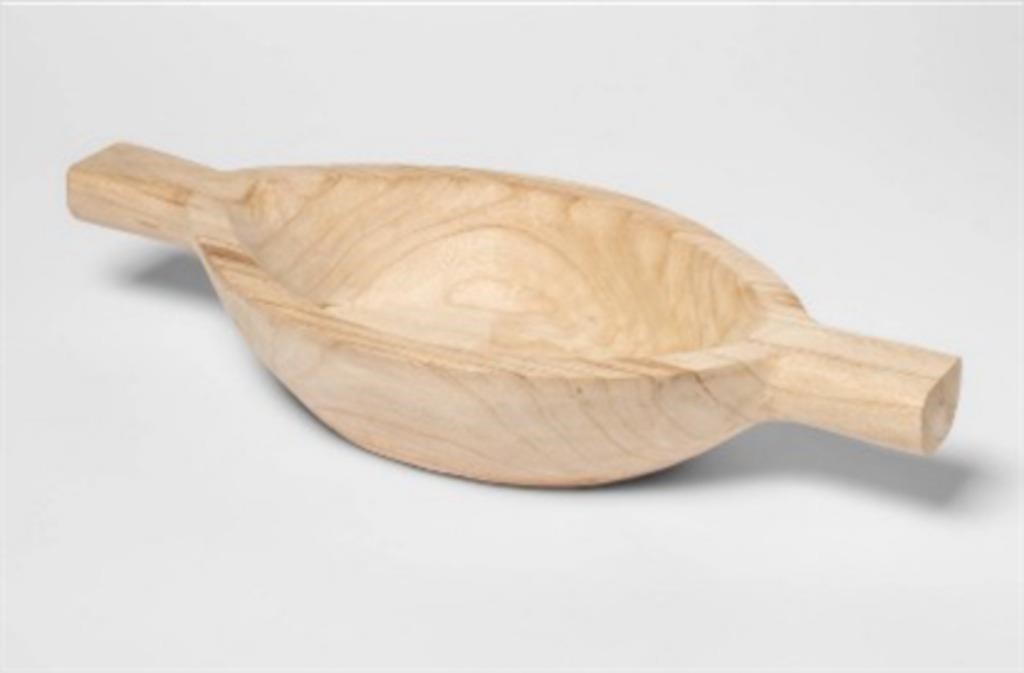 16 x 12 Wooden Oval Bowl with Handles Natural - Th