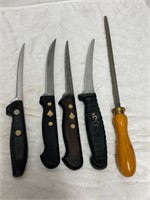 5.5” blade knives. Sharpening steel