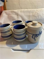 4 Pfaltzgraff  mugs and Garlic saver ceramic
