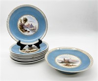 Antique Hand Painted Ocean Scene Porcelain Plates