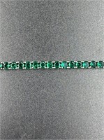 54.60 TCW Green Sapphire Tennis Bracelet S925 7in