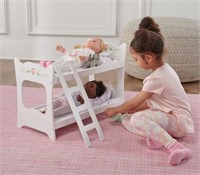 Badger Basket Toy Doll Bunk Bed with White Bedding