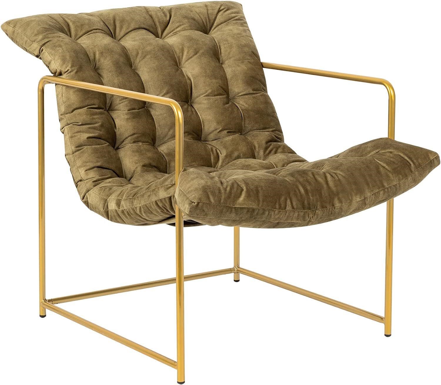 READ - Accent Chair Green Velvet Gold Metal Base