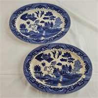 Set of two blue willow made an occupied Japan