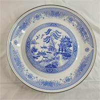 Blue Willow metal serving platter 16 in diameter