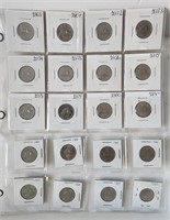 1968-1990 Canada 5 Cents Set of 20 Coins