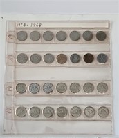 1928-1968 Canada 5 Cents Set of 28 Coins