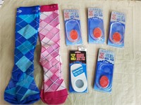 Compression socks and heel pads