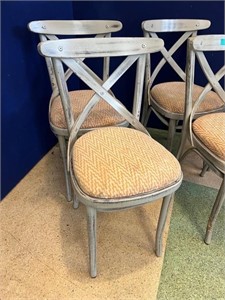Set of Four Scrumbled Finish X Back Design Chairs