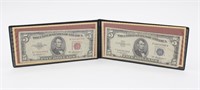 1953-A Lincoln Red & Blue Seal 5 Dollar Notes