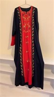 Long Black Robe with Red Embroidered Front