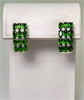 Large Sterling Emerald "Omega" Earrings 7 Grams