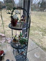 Metal Plant Stand and Contents