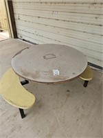 Metal Round Picnic Table, Yellow Seats
