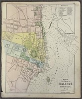 EARLY HAND TINTED MAP - HALIFAX, NS