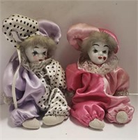 Sitting Porcelain Jester Doll, 9 1/2"T *bidder