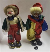 Porcelain Clown Dolls, 1'T *one has foot needing