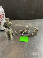 Three pewter mini figures