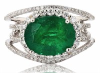 3.46CTW EMERALD & 0.83CTW DIAMOND PLATINUM RING