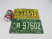2 plaques d'immatriculations Québec
