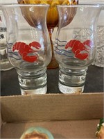 Red lobster hair hurricane drinking glasses